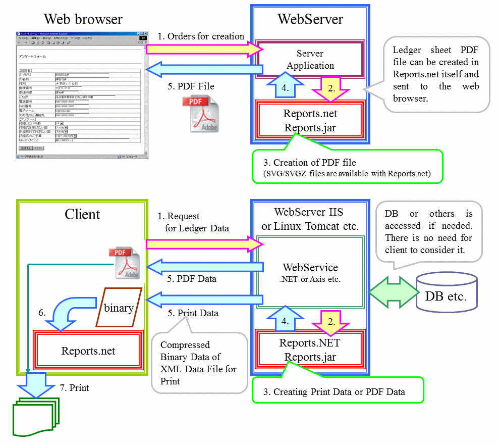 Reports.net outline on WEB environments